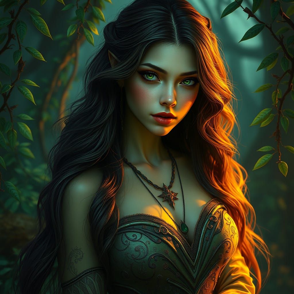 Mystical Earth Goddess in Lush Fantasy Realm