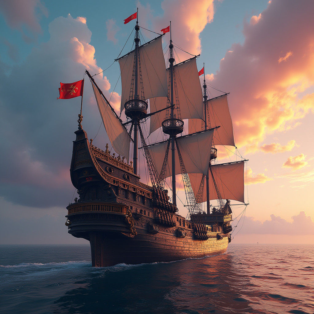 Majestic 15th Century Spanish Galleon in Fantasy Setting