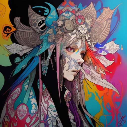 Mari Lwyd in Fractal Abstract Art Style