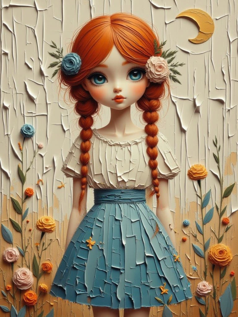 Art Nouveau Woman with Wildflower Braids