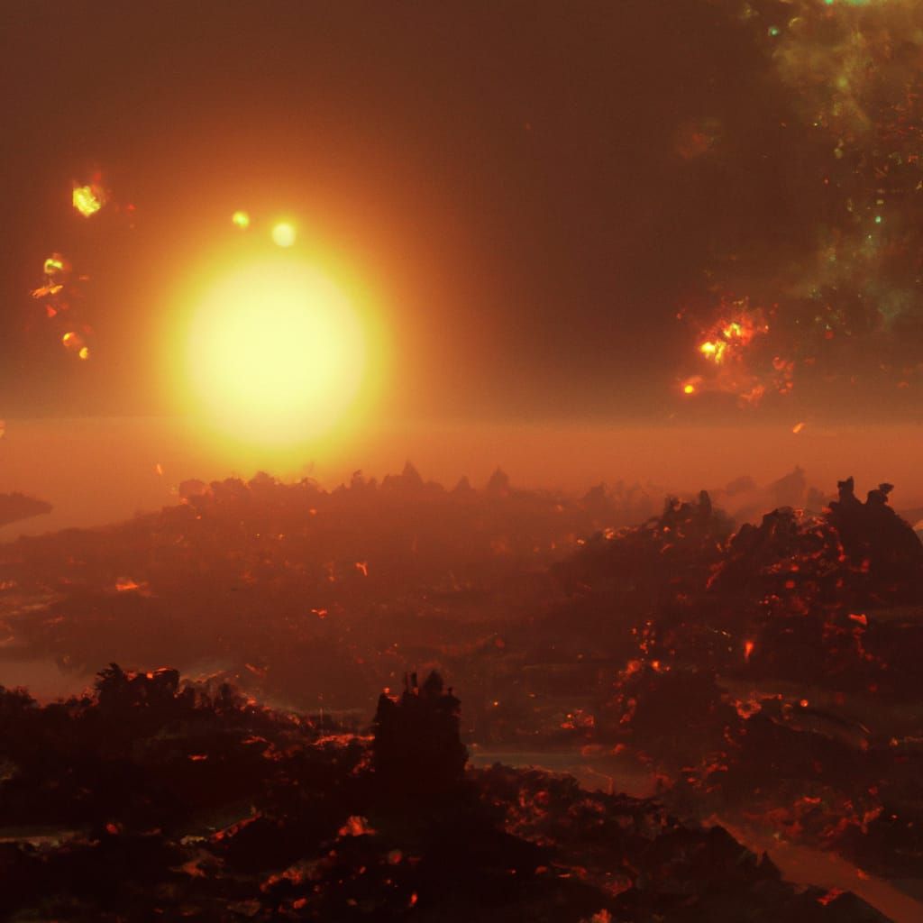 Martian Sunset Over Cydonia in Detailed Matte Painting