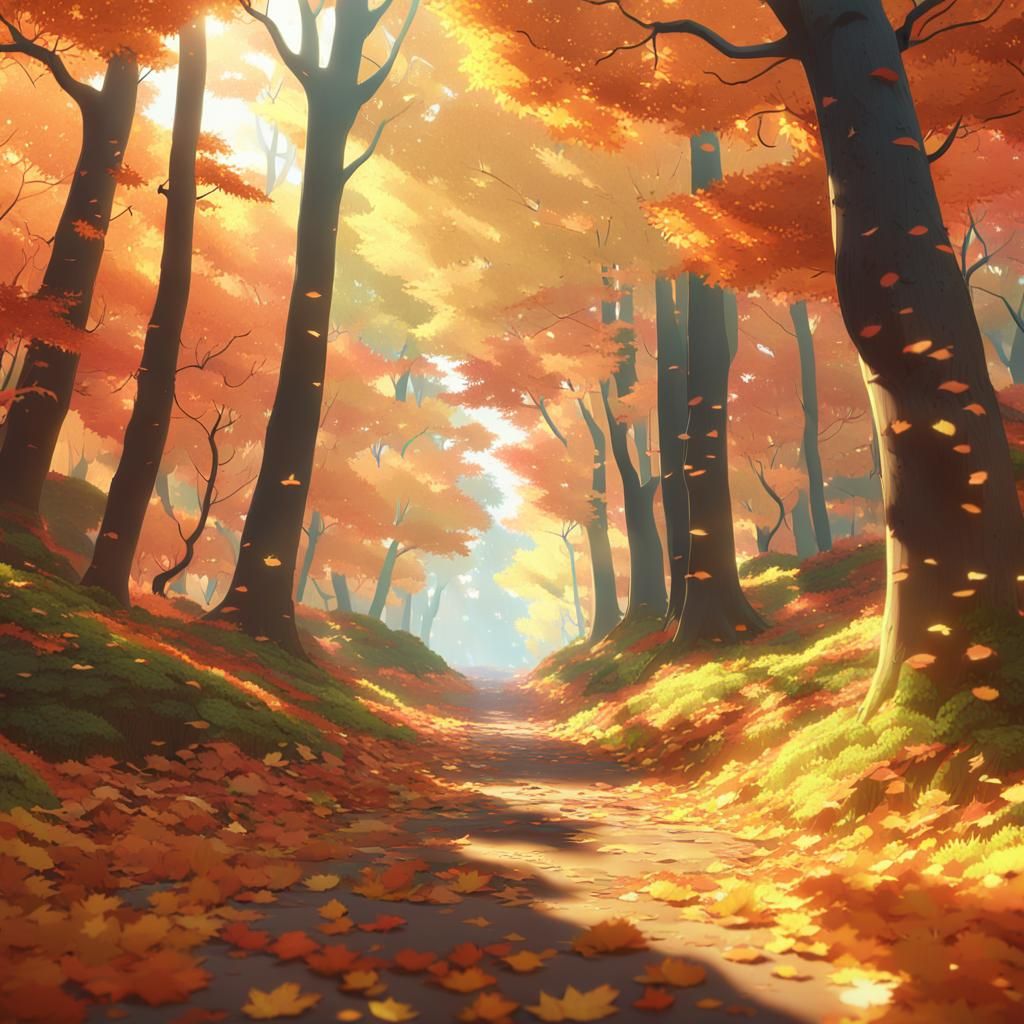 Anime Autumn Forest Concept Art in 3D