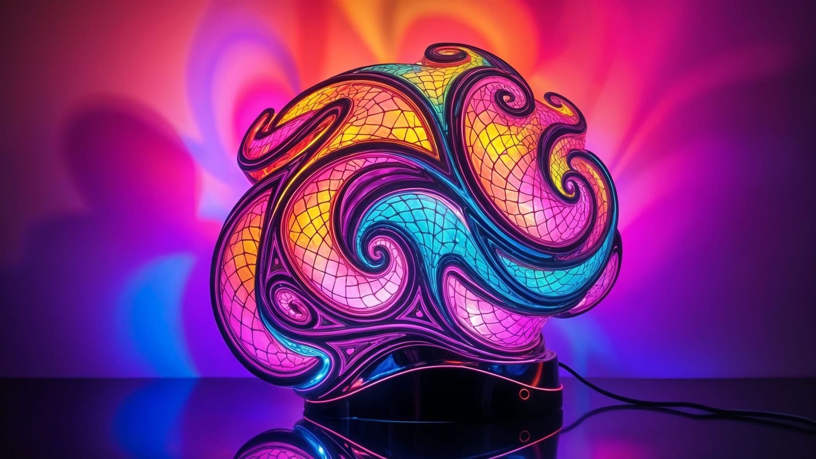 Fractal LED Table Lamp: Multicolored Illumination