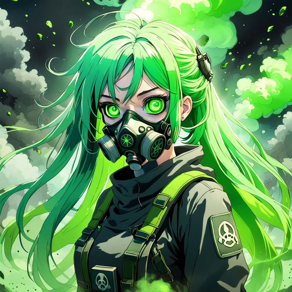 Anime Girl in Toxic Vapor, Detailed Concept Art