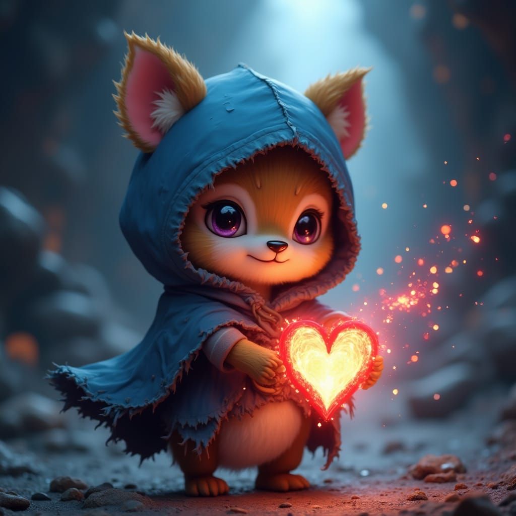 Cute Chibi Mage Girl Merchant in Magical Cavern