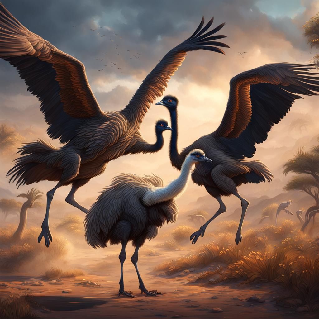 Emu Versus Ostrich: a Detailed Matte Painting