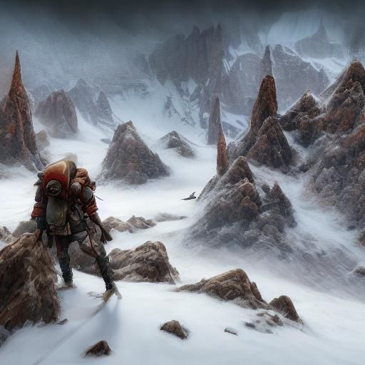 Warrior Hiker in Snowy Black Rock Mountains