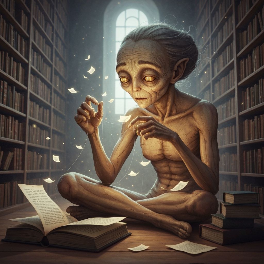 The Librarian of Lost Stories in a Dusty Magical Library