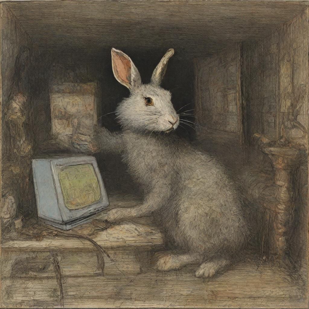 Disturbing Dark Net Rabbit Inspired by Goya and Ensor