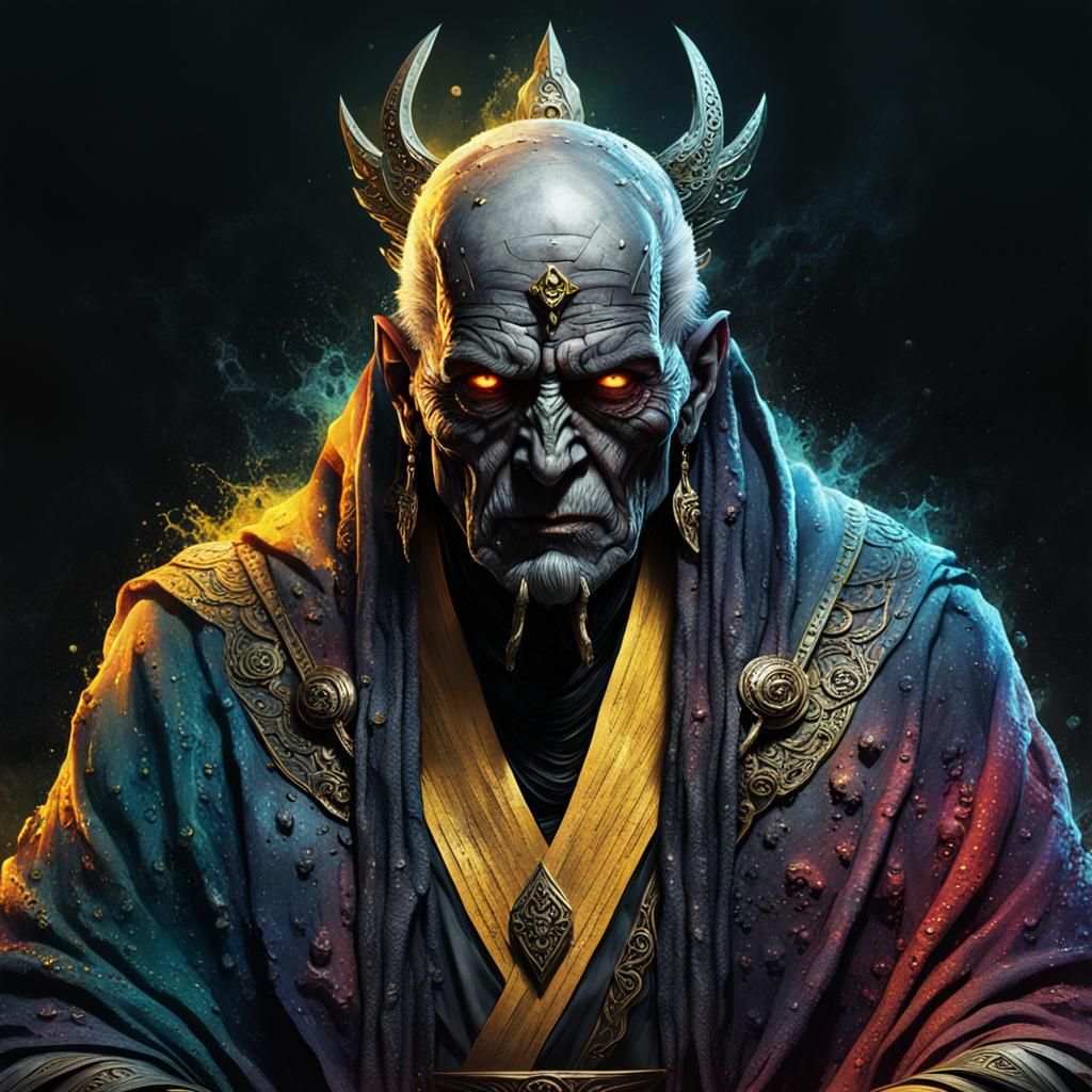 Lord of the Dead Portrait with Abstract Color Accents