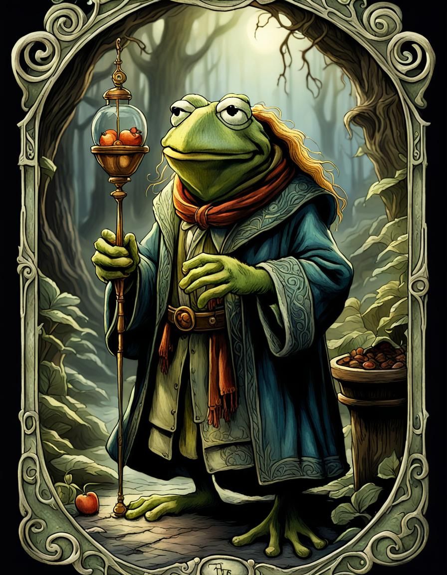 Kermit the Frog as The Hermit Tarot Card