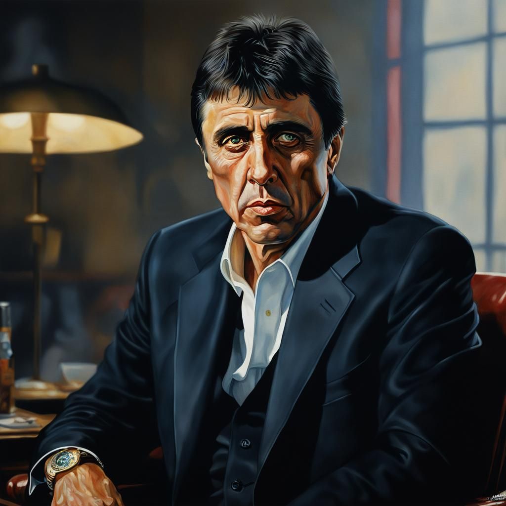 Gangster Portrait in Gouache and Watercolor Style