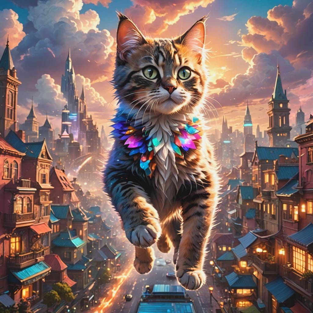 Giant Kitten and Girl Adventure: Fantasy Concept Art