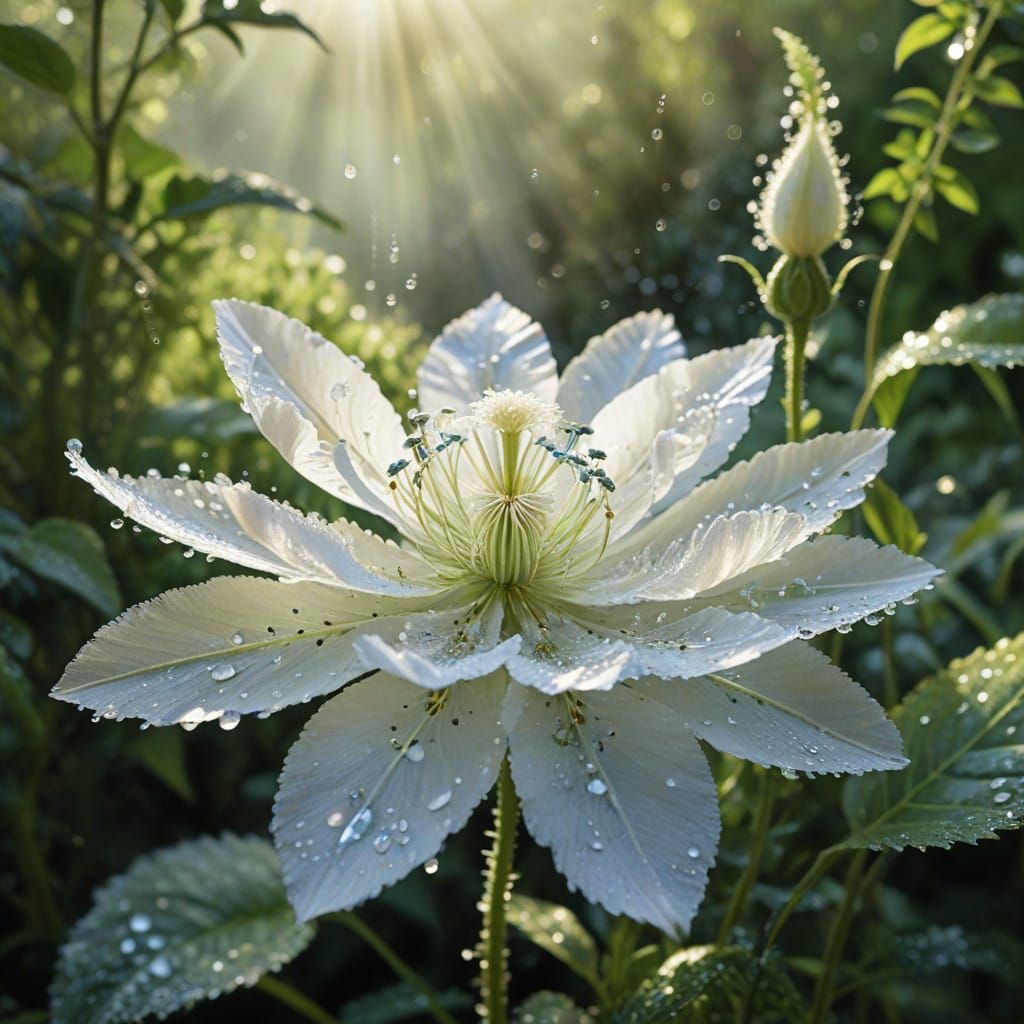 Ethereal Light Flower Blooms in a Sunny Garden