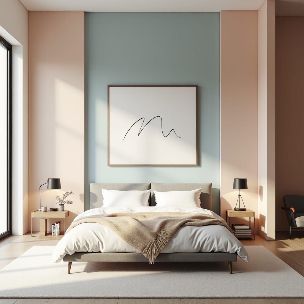Modern Minimalist Bedroom with Pastel Colors