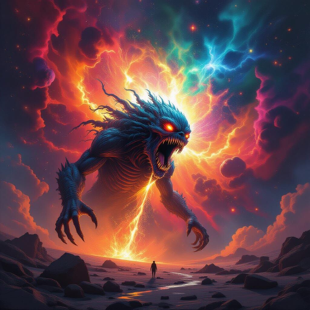 Cosmic Monster Erupts from Swirling Big Bang