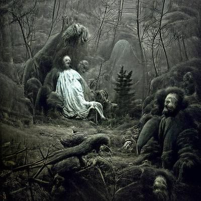 Eerie Forest in Gothic Horror Style