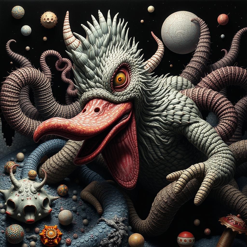 Surreal Donald Geoduck in Impasto 8-bit Style