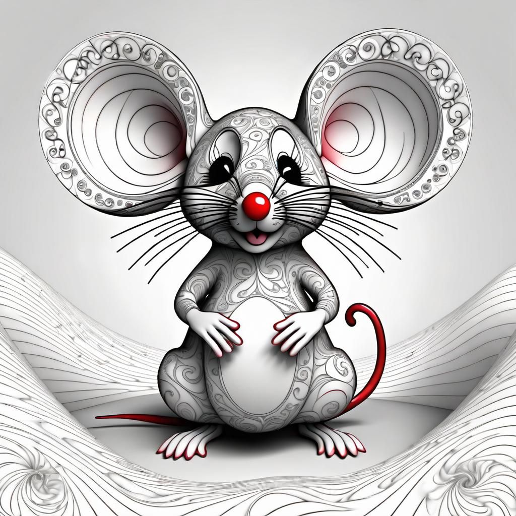 Festive Christmas Mouse with Abstract Fractal Design