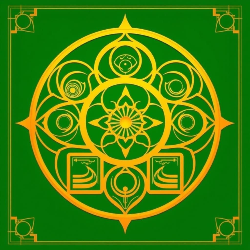 Intricate Golden Circle in Art Nouveau Style