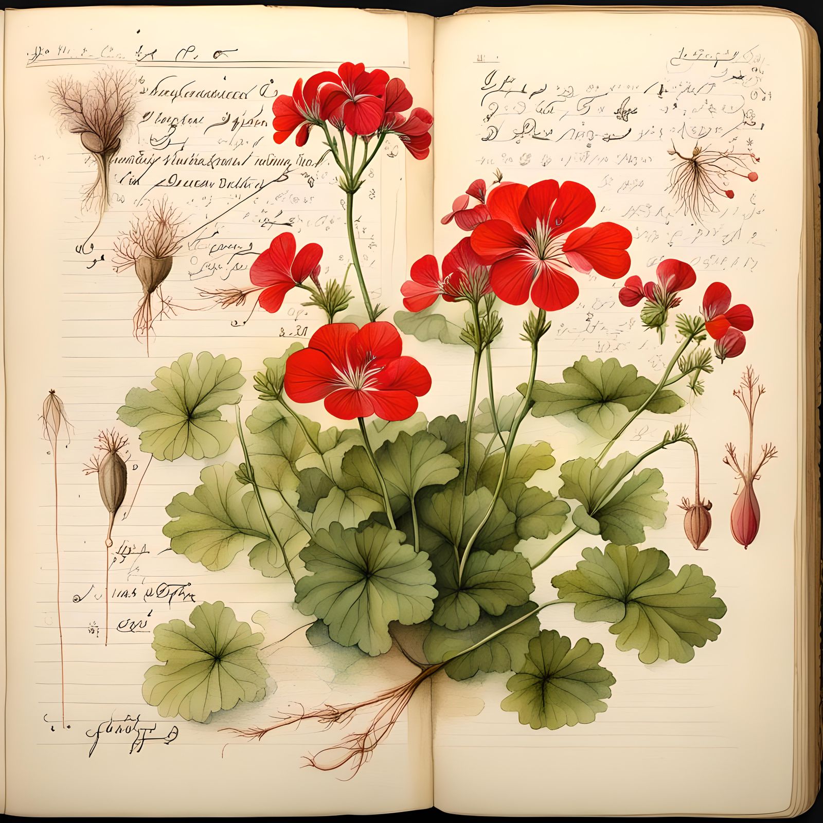 Victorian Botanical Illustration of a Geranium