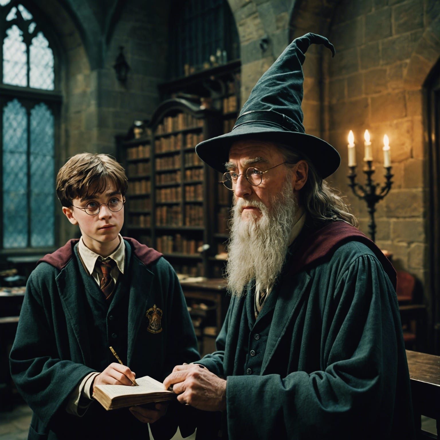 Harry Potter and Dumbledore Cinematic Film Still