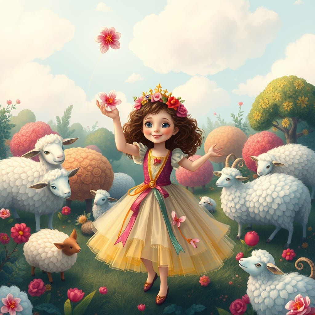 Princess in a Whimsical Forest of Fantastical Creatures