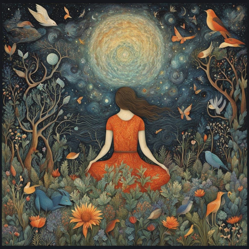 Surreal Bio Art Collage of Glowing Creatures in Cosmic Realm...