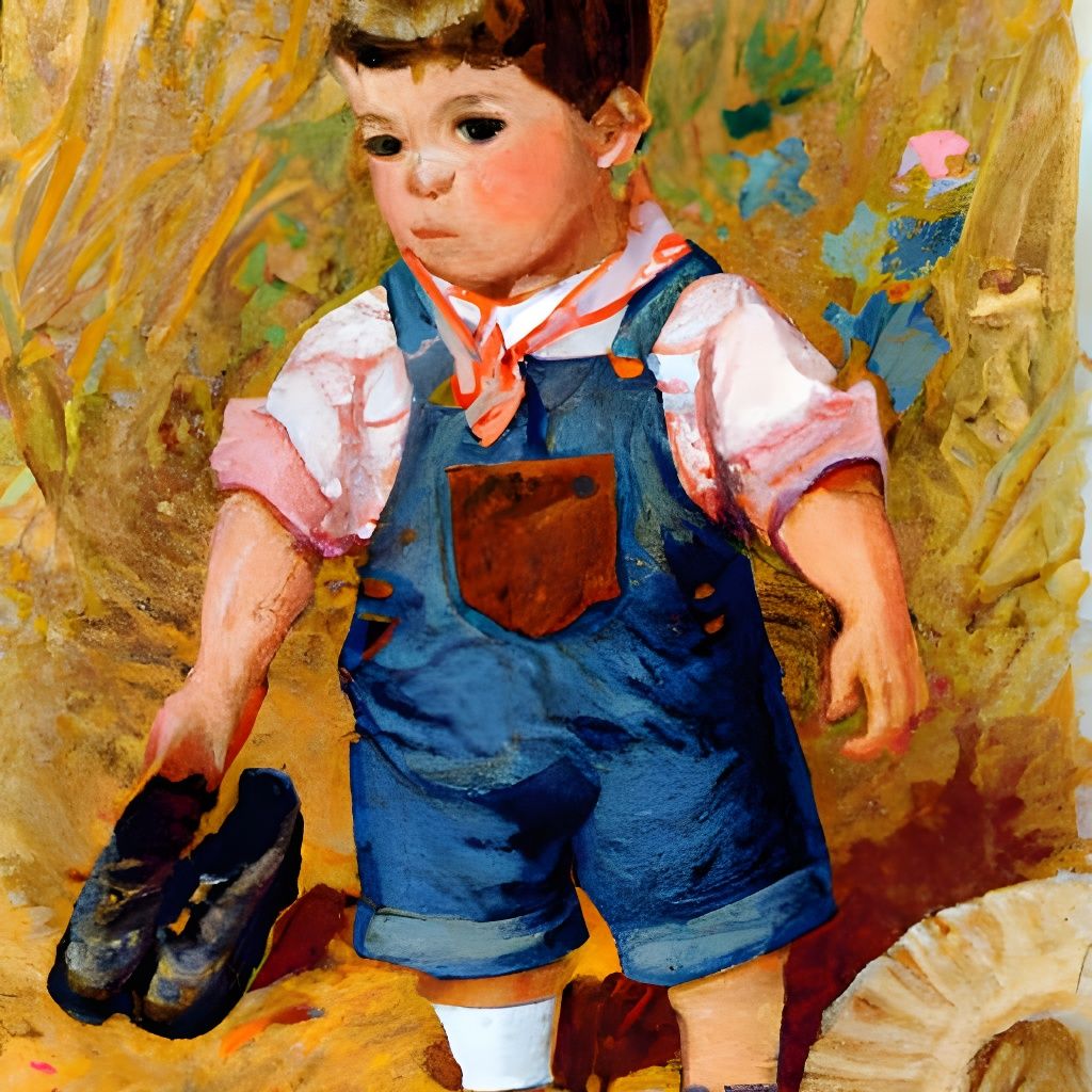 Farm Boy dressed in overalls, art by bessie wilcox smith