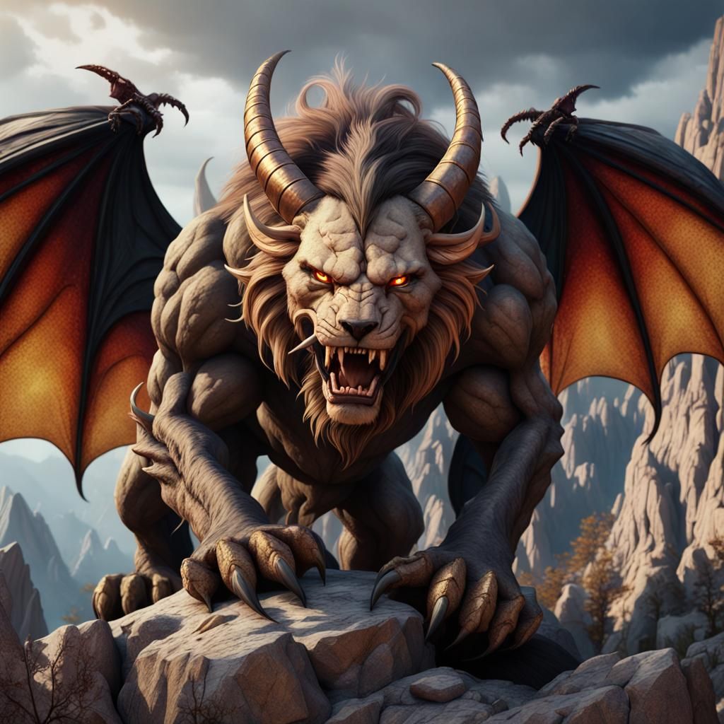 Manticore with Scorpion Tail on Rocky Mountain