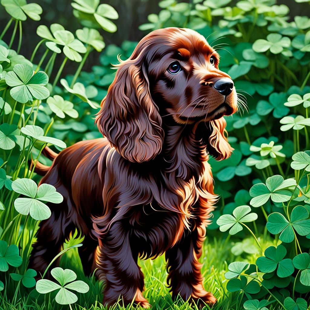Ruby Cocker Spaniel in Shamrock Bloom