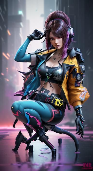 Anime Girl Nintendo Switch in Cyberpunk Style