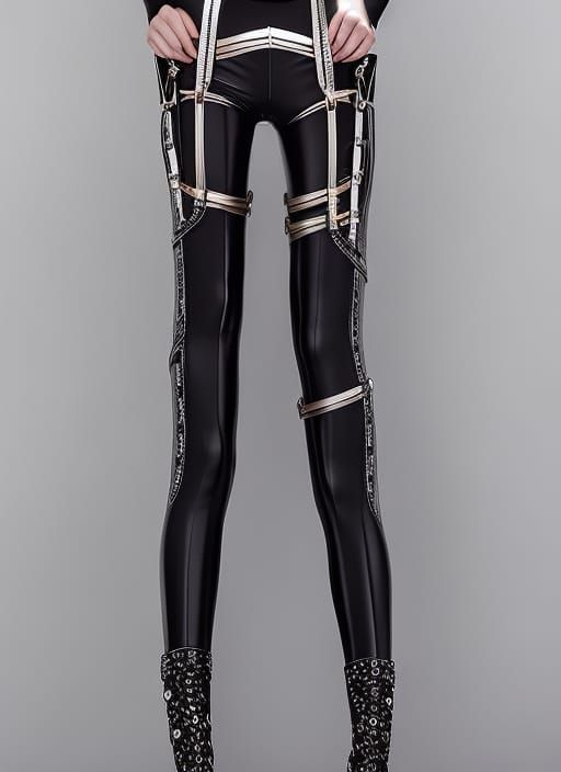 Intricate Coloring Page of Woman in Leather Outfit