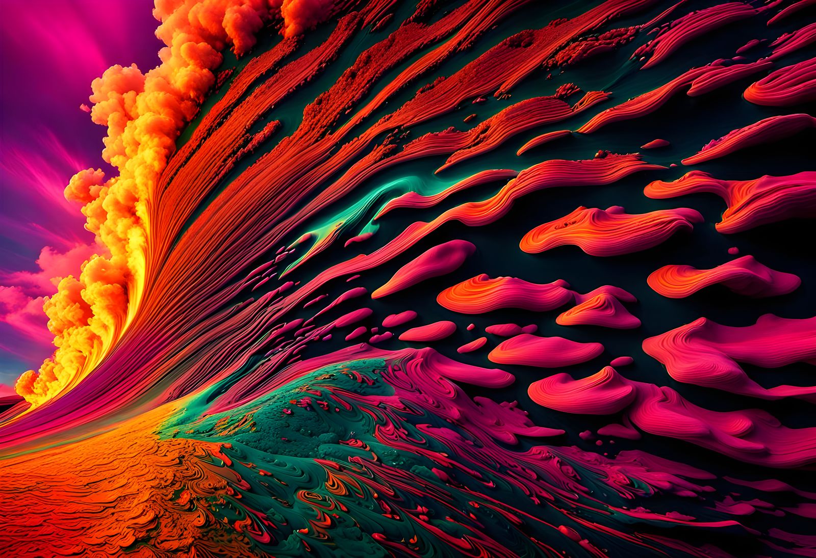 Fiery Ocean Landscape in False Color Photography