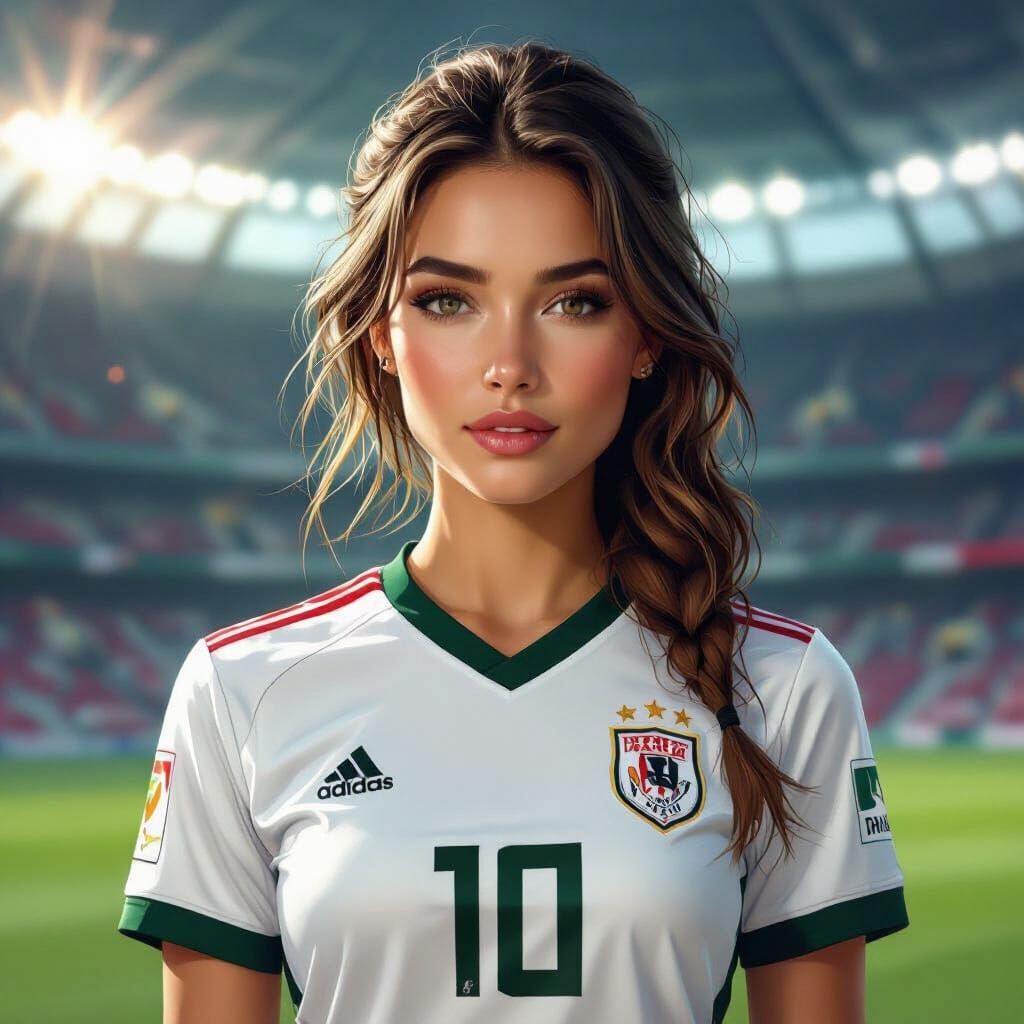 Beautiful Woman in Rapid Wien Jersey at Stadium