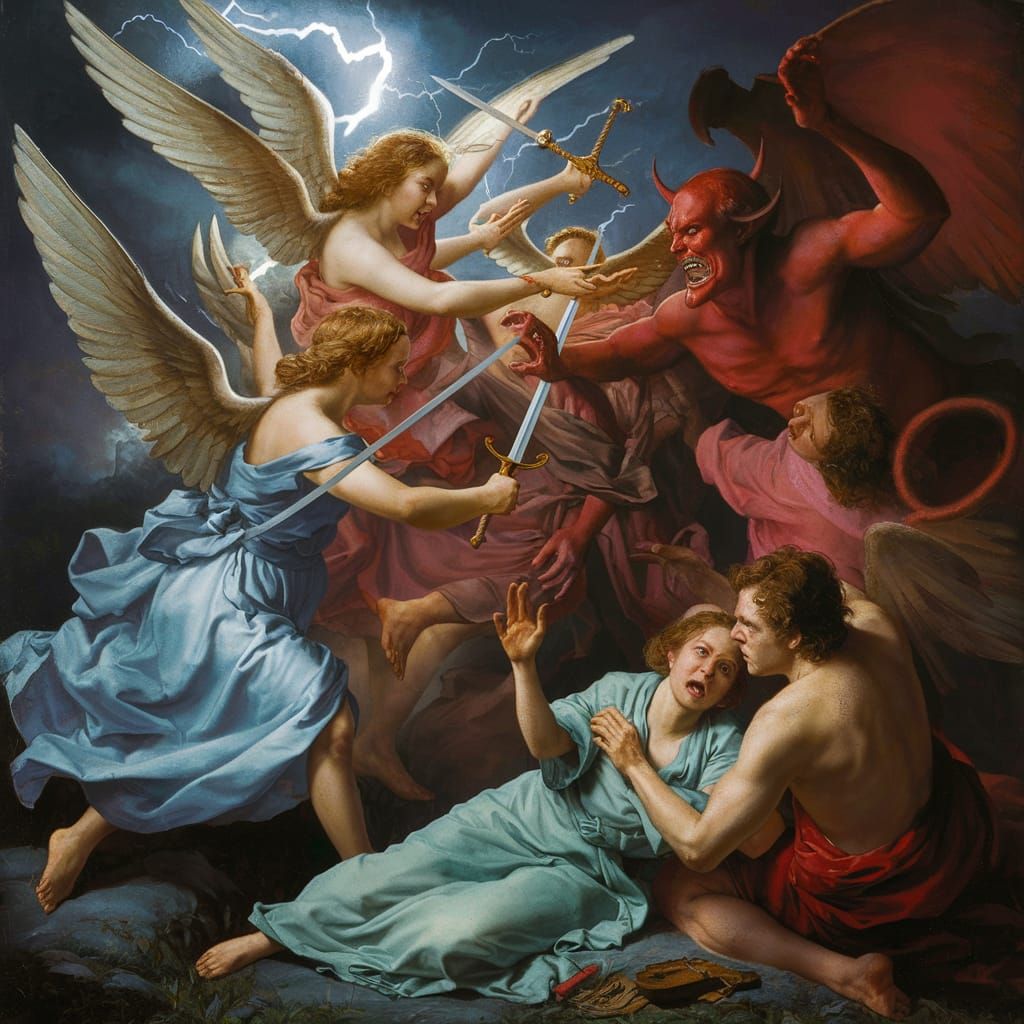 Angels Battle Devil Over Arguing Couple