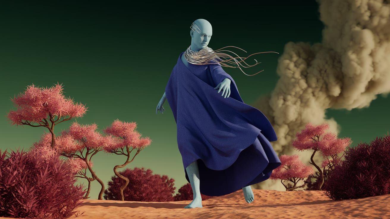 Surreal Steppe Entity in Da Vinci-Inspired Digital Art