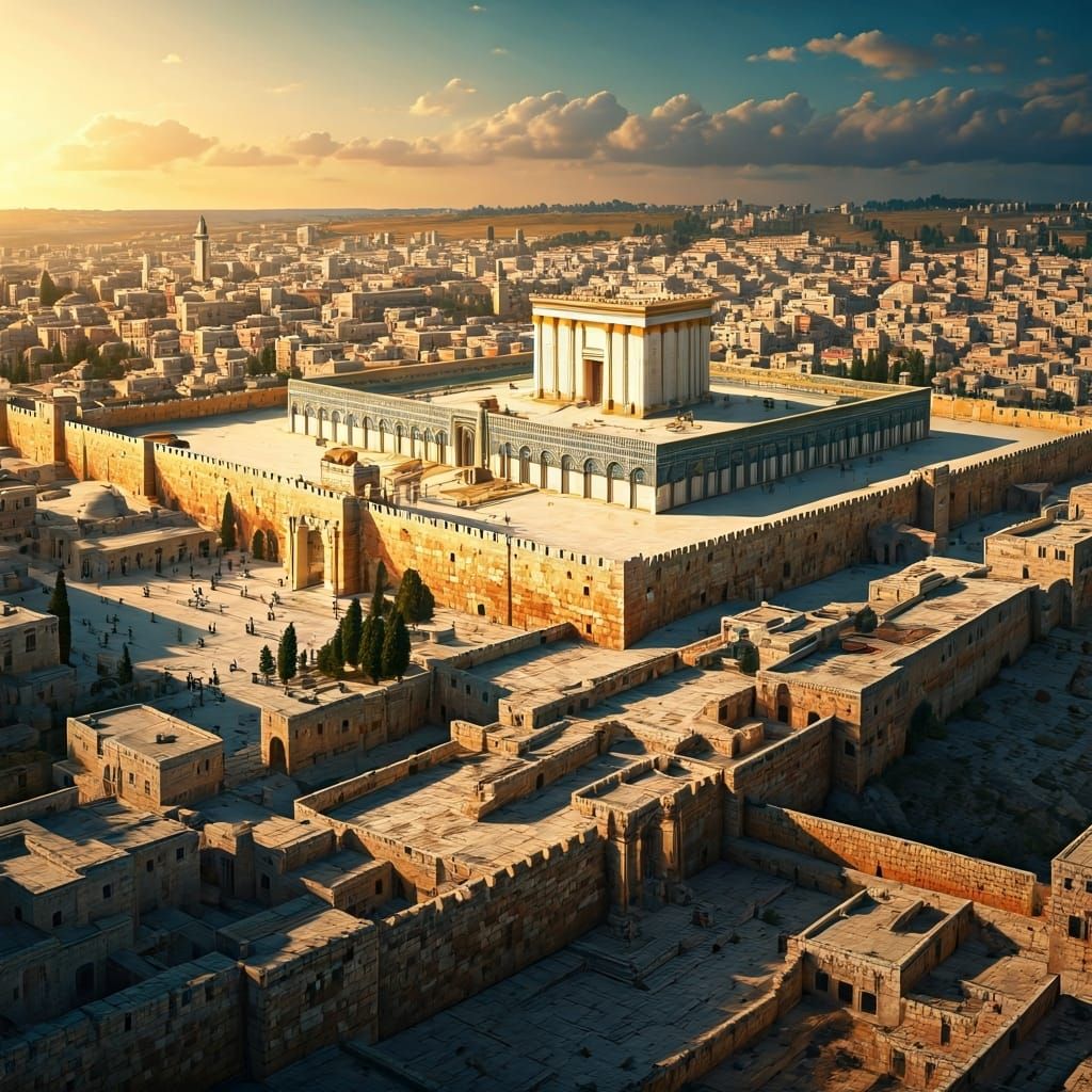 Ancient Jerusalem Second Temple Aerial View