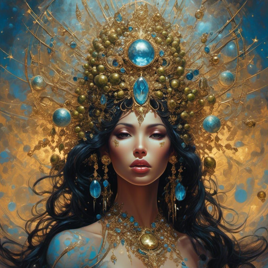 Celestial Spanish Woman with Golden Headpiece