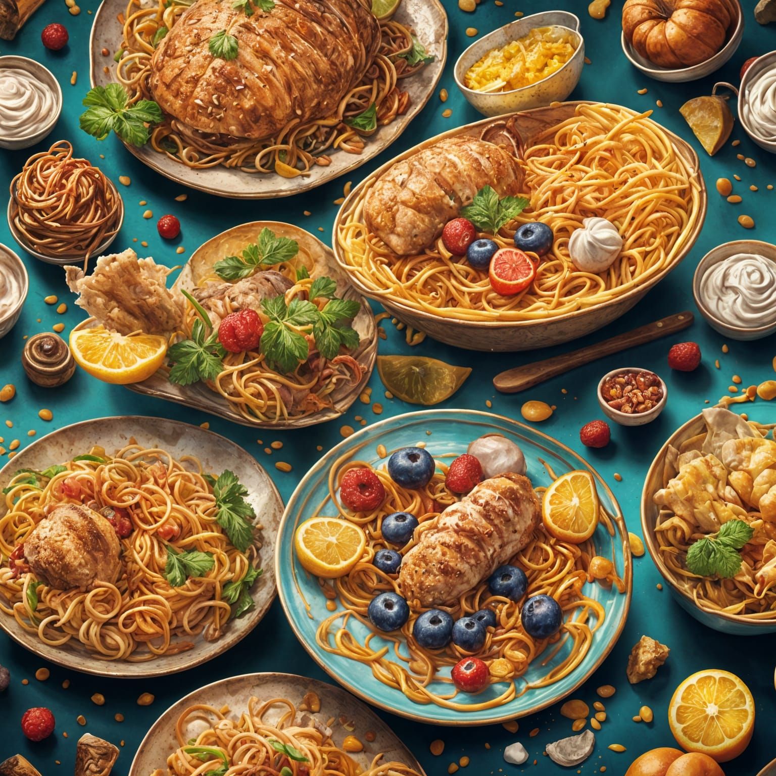 Hyperrealistic Food Splash Art Concept