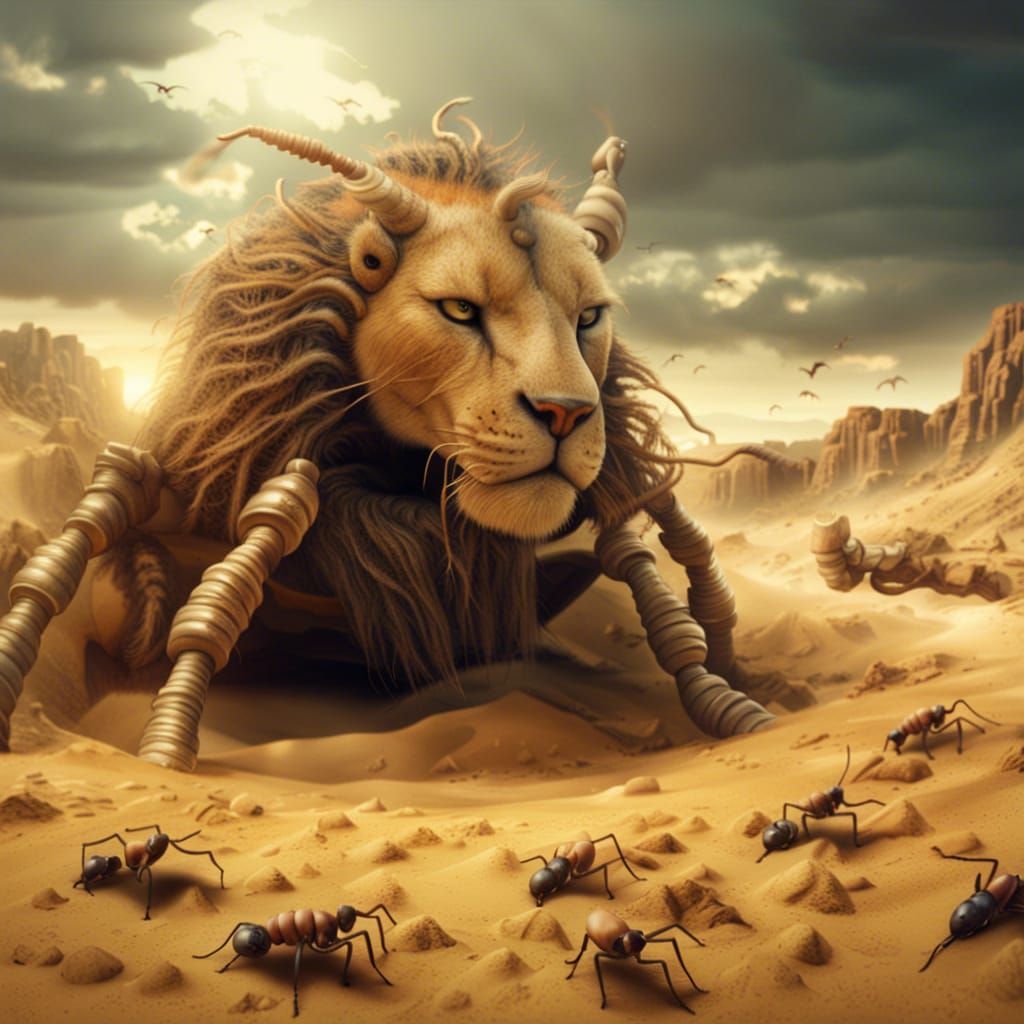 Giant Antlion Emerges From Sand Pit