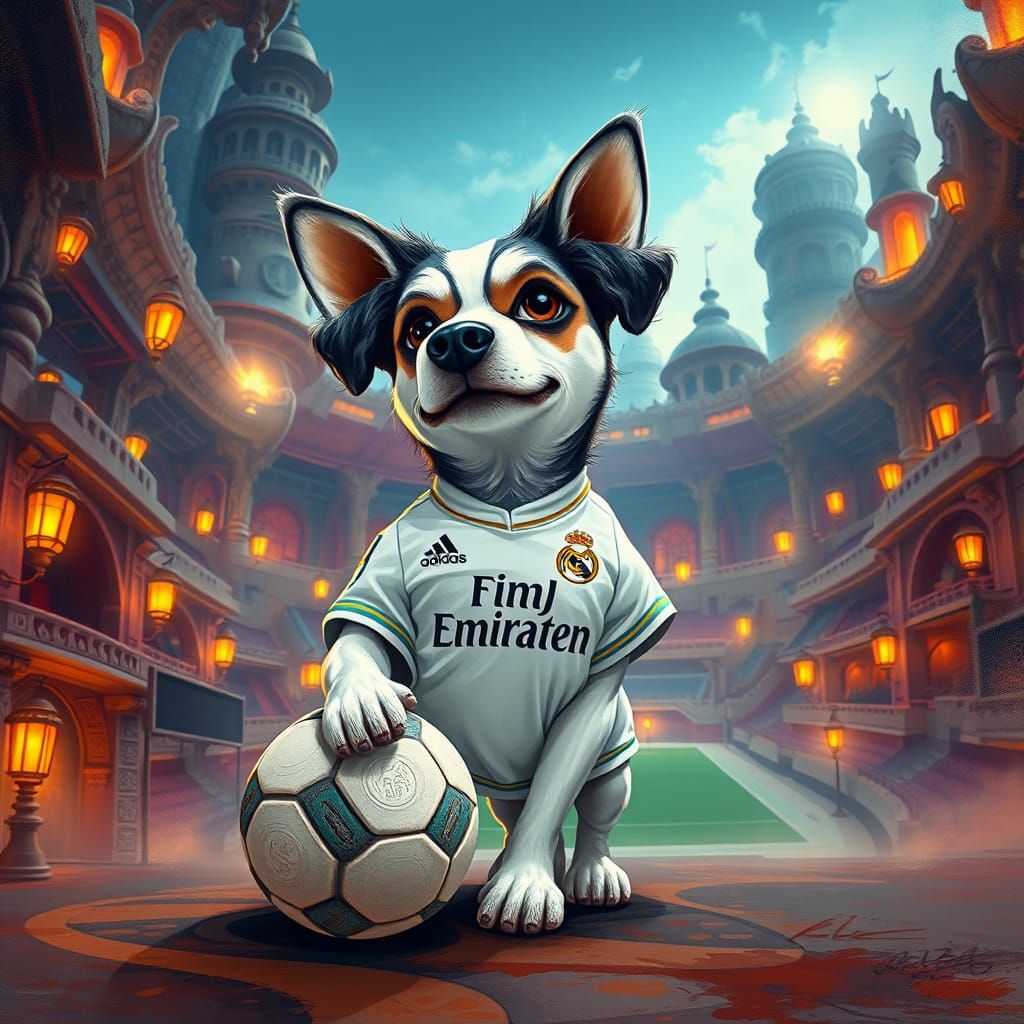 Charming Dog in Real Madrid Jersey, Jude Bellingham Tribute,...