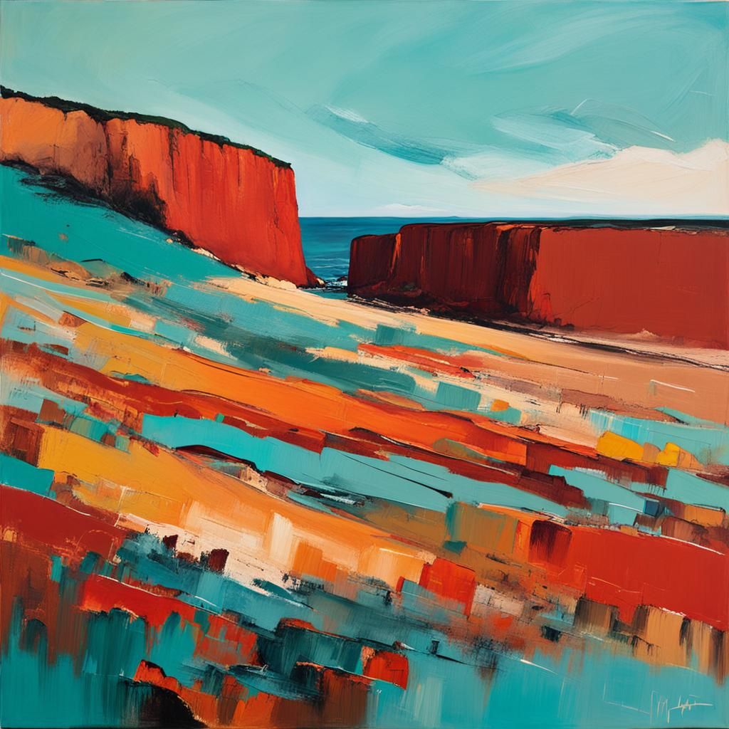 Abstract Red Cliffs Inspired by Rothko