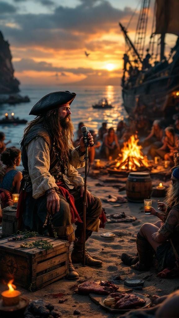 Hyperrealistic Pirate Cove at Twilight Concert