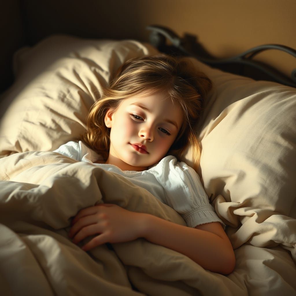 Girl in a Cozy Renaissance-Inspired Bedroom