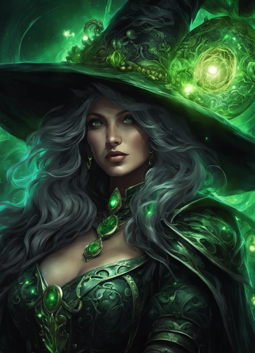Epic Witch Warrior in Dark Fantasy Art