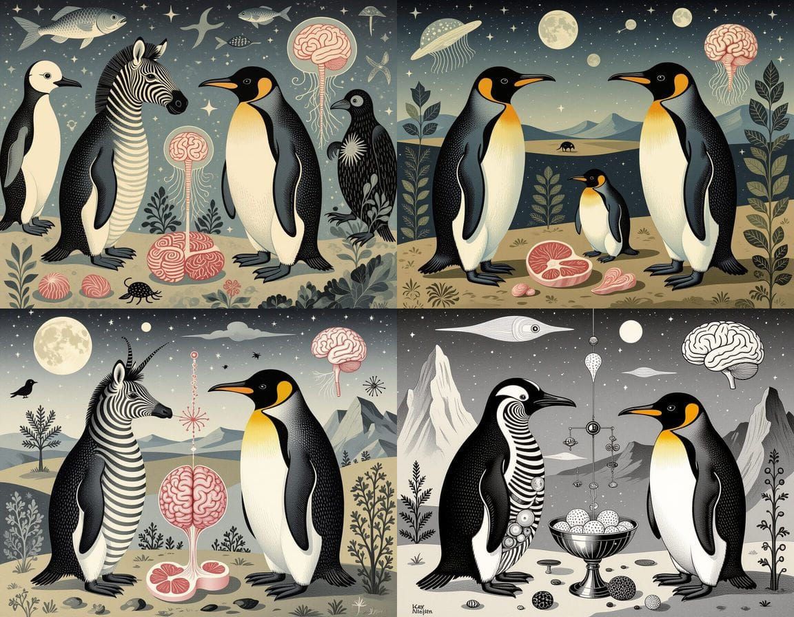 Monochrome Surreal Anatomy of Strange Creatures