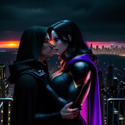 Marvel's Lady Death and Spider-Man Kiss at Sunset