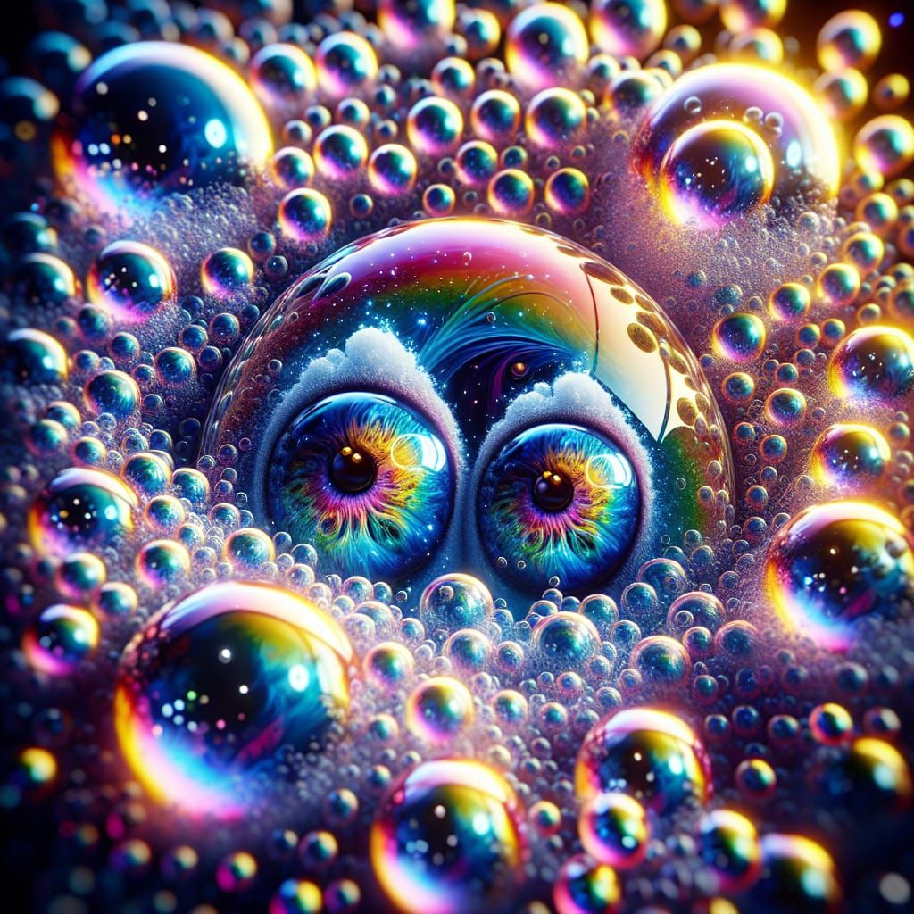 Rainbow Bubbles with Mystical Eyes Concept Art