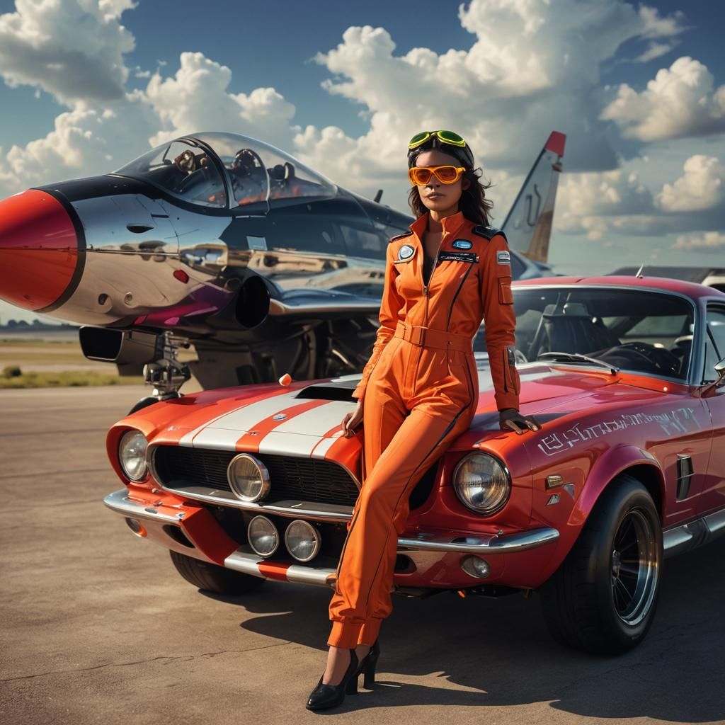 Futuristic Pilot in Racing Aircraft: Digital Art